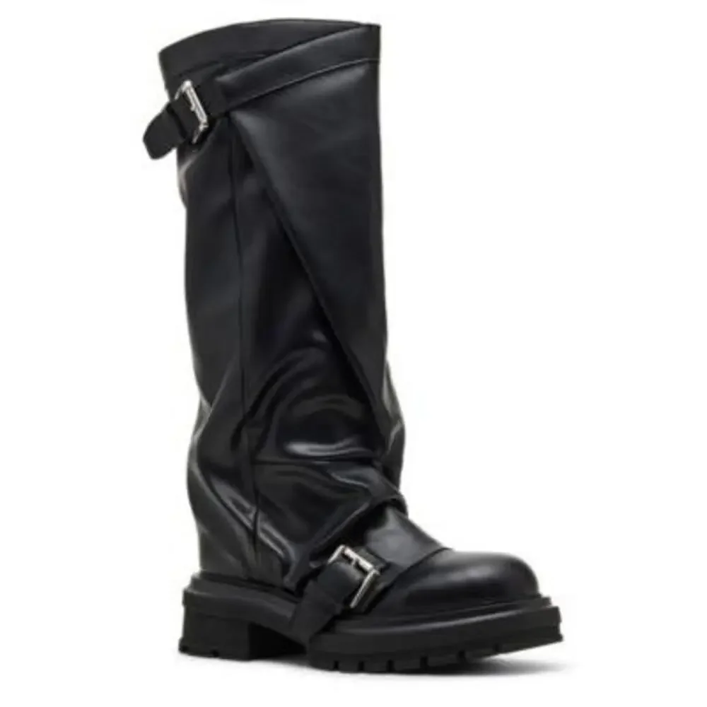 Madden Girl Women's Restore Slouchy Moto Boots Size 8